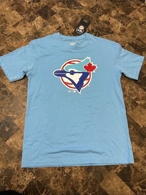 NWT 🆕 47 Youth Toronto Blue Jays Sky Blue Logo Tee Official Product size L Youth